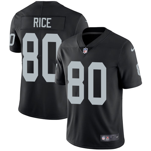 Nike Raiders #80 Jerry Rice Black Team Color Men's Stitched NFL Vapor Untouchable Limited Jersey - Click Image to Close